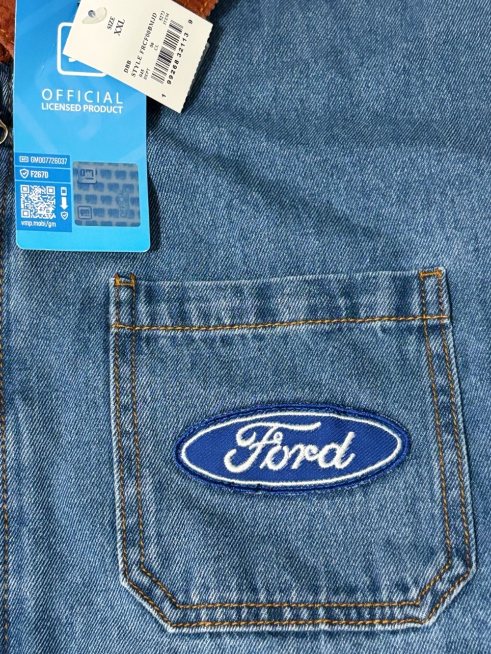 SOLD - Ford Motor Co. Official Licensed Corduroy Collar Denim Jacket - Size XXL - Picture 5 of 7